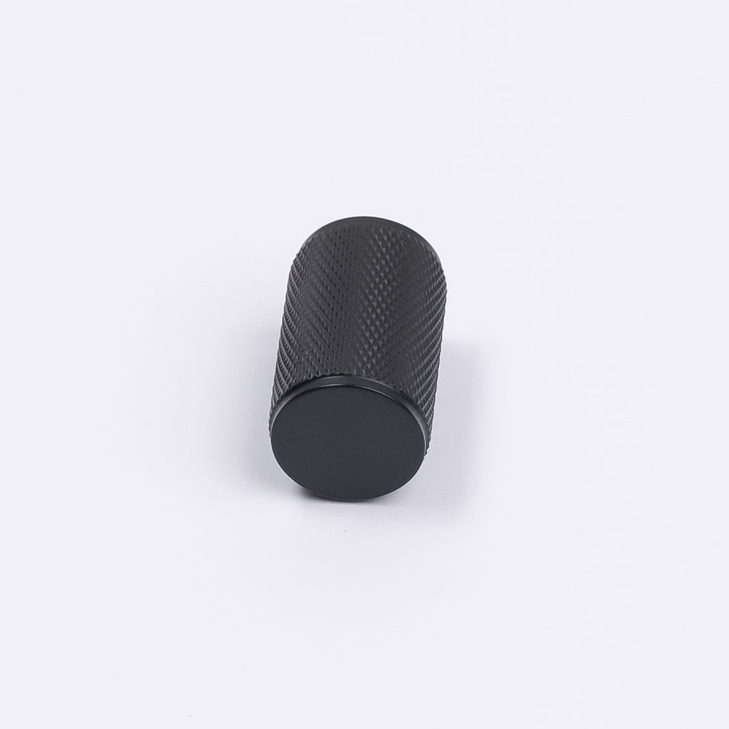 Matt Black Knurled Cabinet Knob - Helena - Manovella