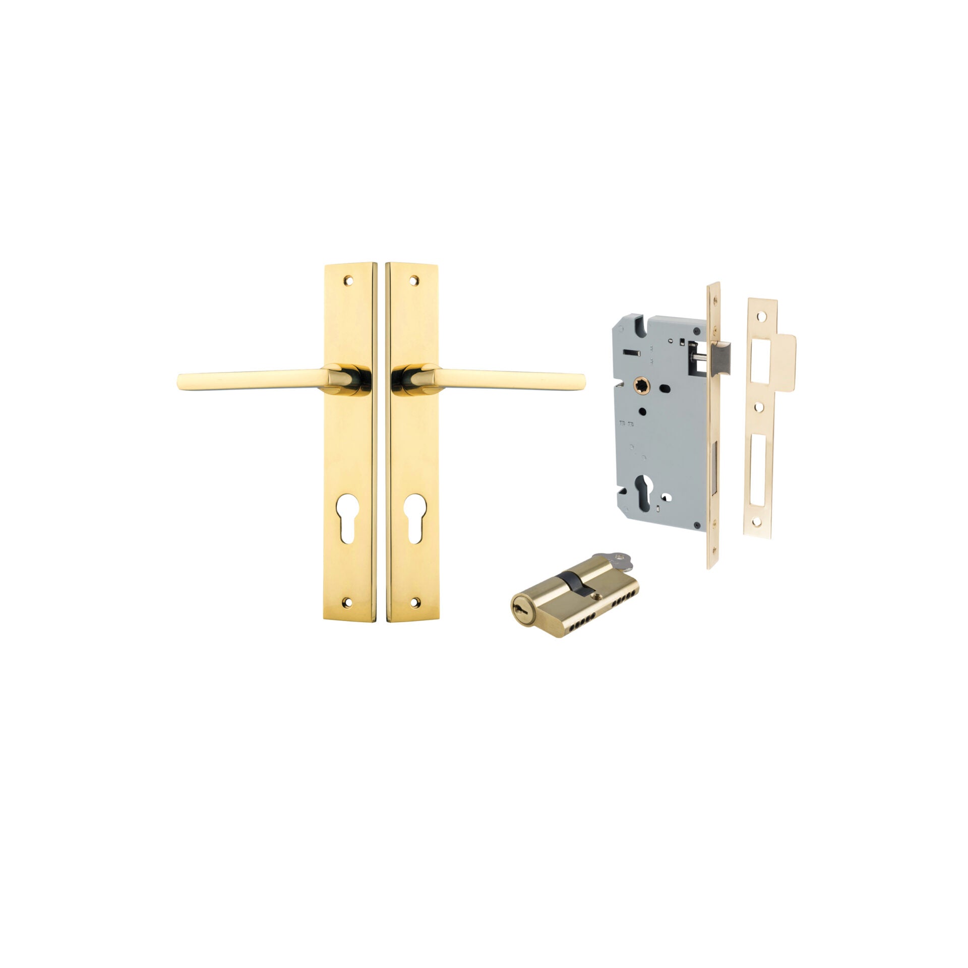 Baltimore Lever - Rectangular Backplate - Entry Point - Iver - Polished Brass - Door Levers