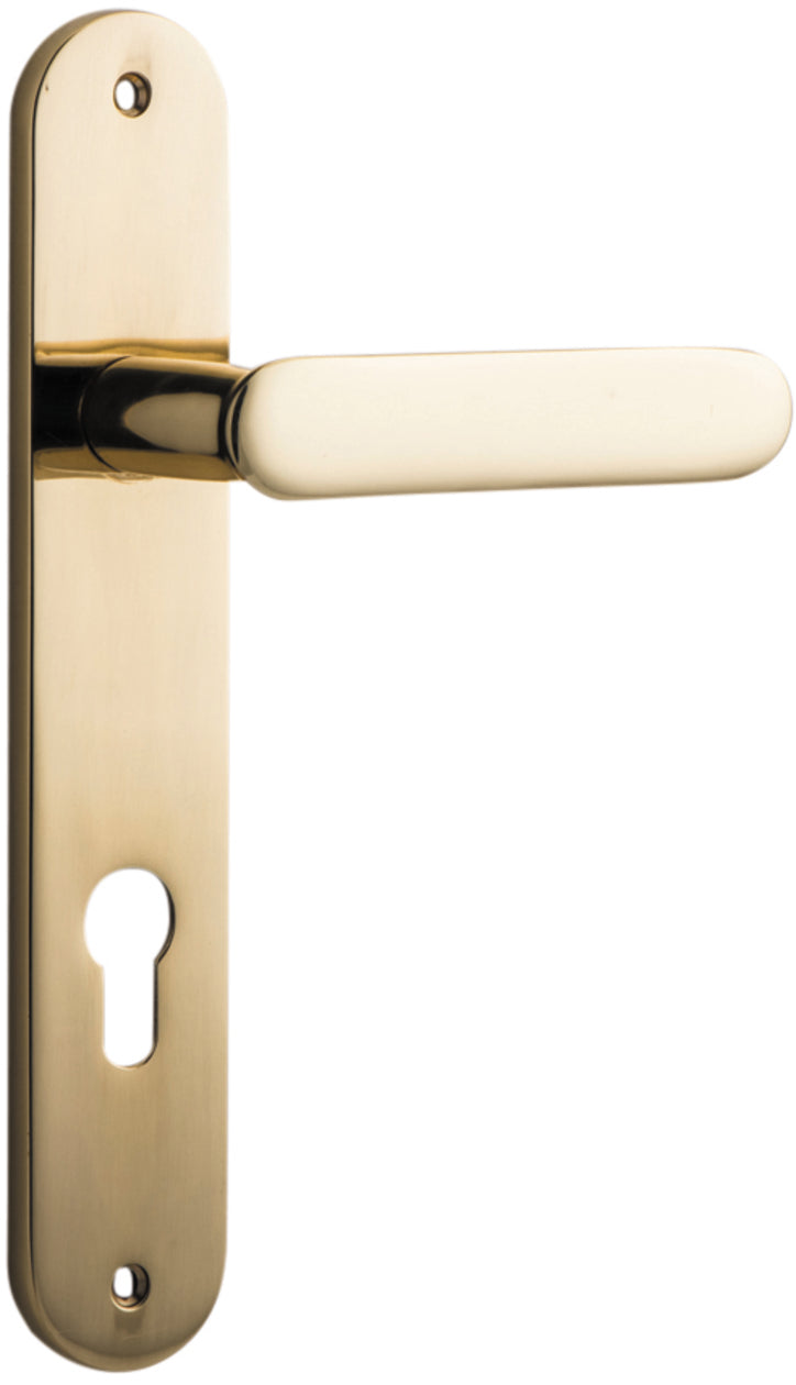 Bronte Lever - Oval Backplate - Entry Point - Iver - Polished Brass - Door Levers