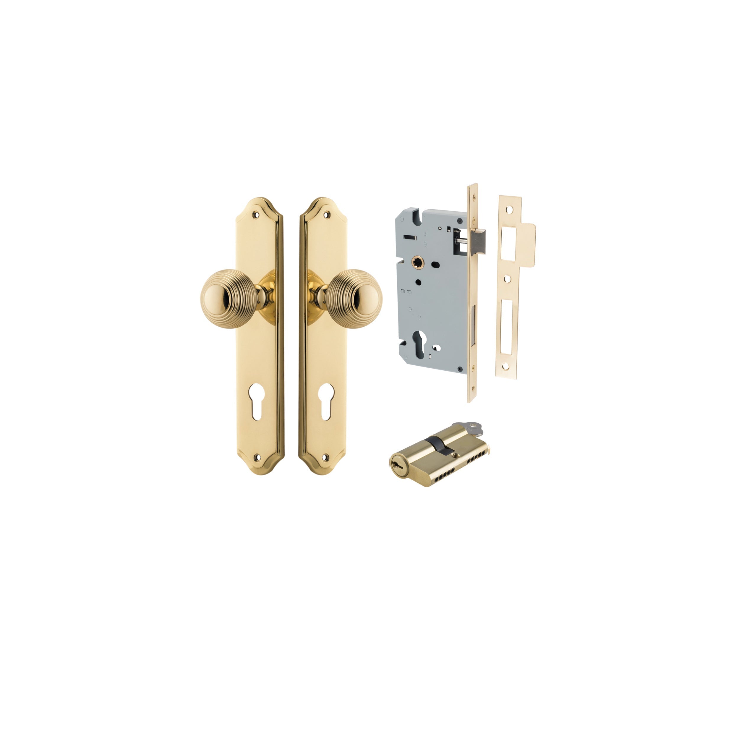 Guildford Knob - Shouldered Backplate - Entry Point - Iver - Polished Brass - Door Knobs