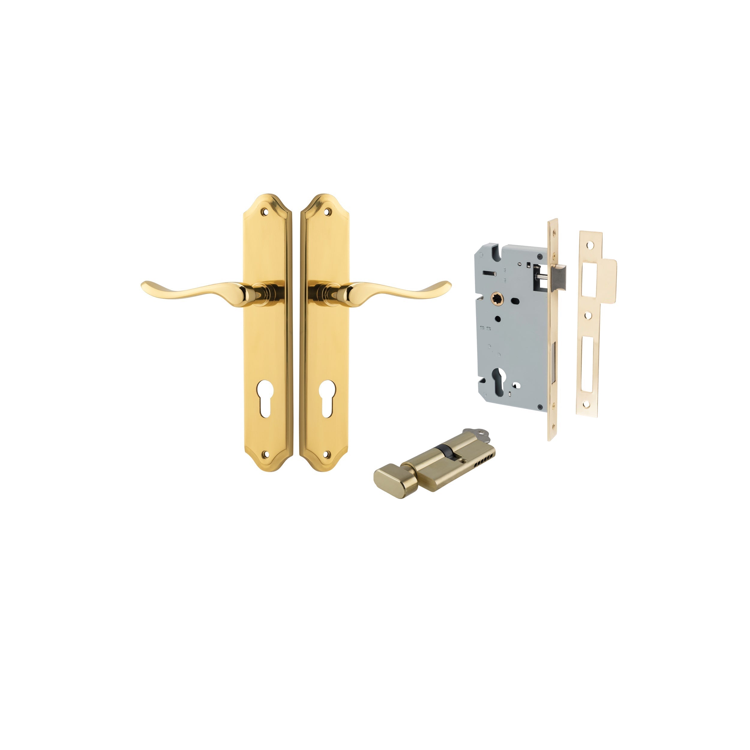 Stirling Lever - Shouldered Backplate - Entry Point - Iver - Polished Brass - Door Levers