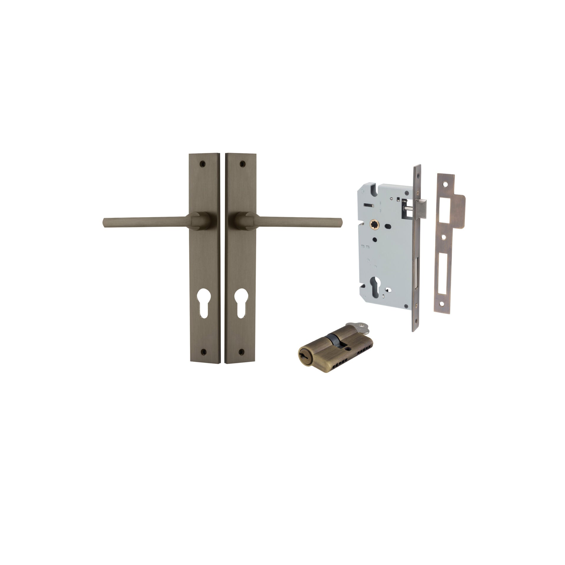 Baltimore Lever - Rectangular Backplate - Entry Point - Iver - Signature Brass - Door Levers