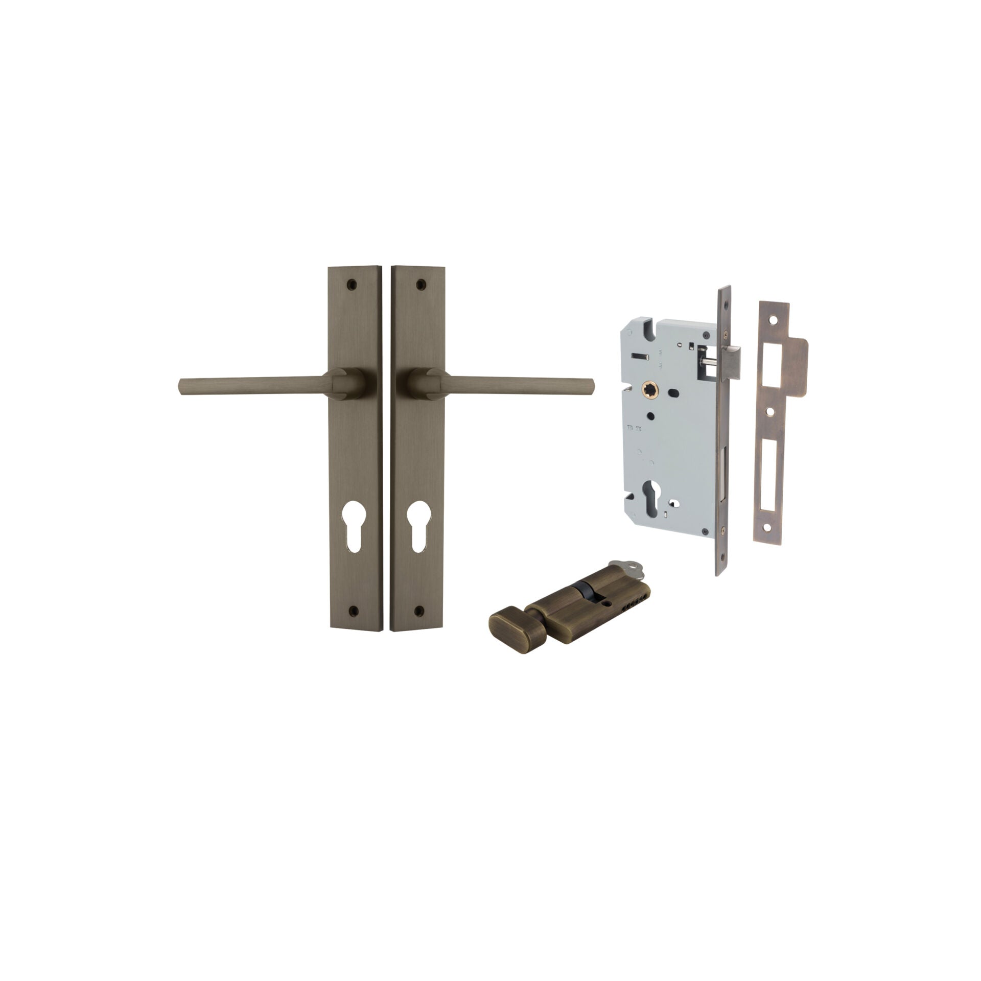 Baltimore Lever - Rectangular Backplate - Entry Point - Iver - Signature Brass - Door Levers