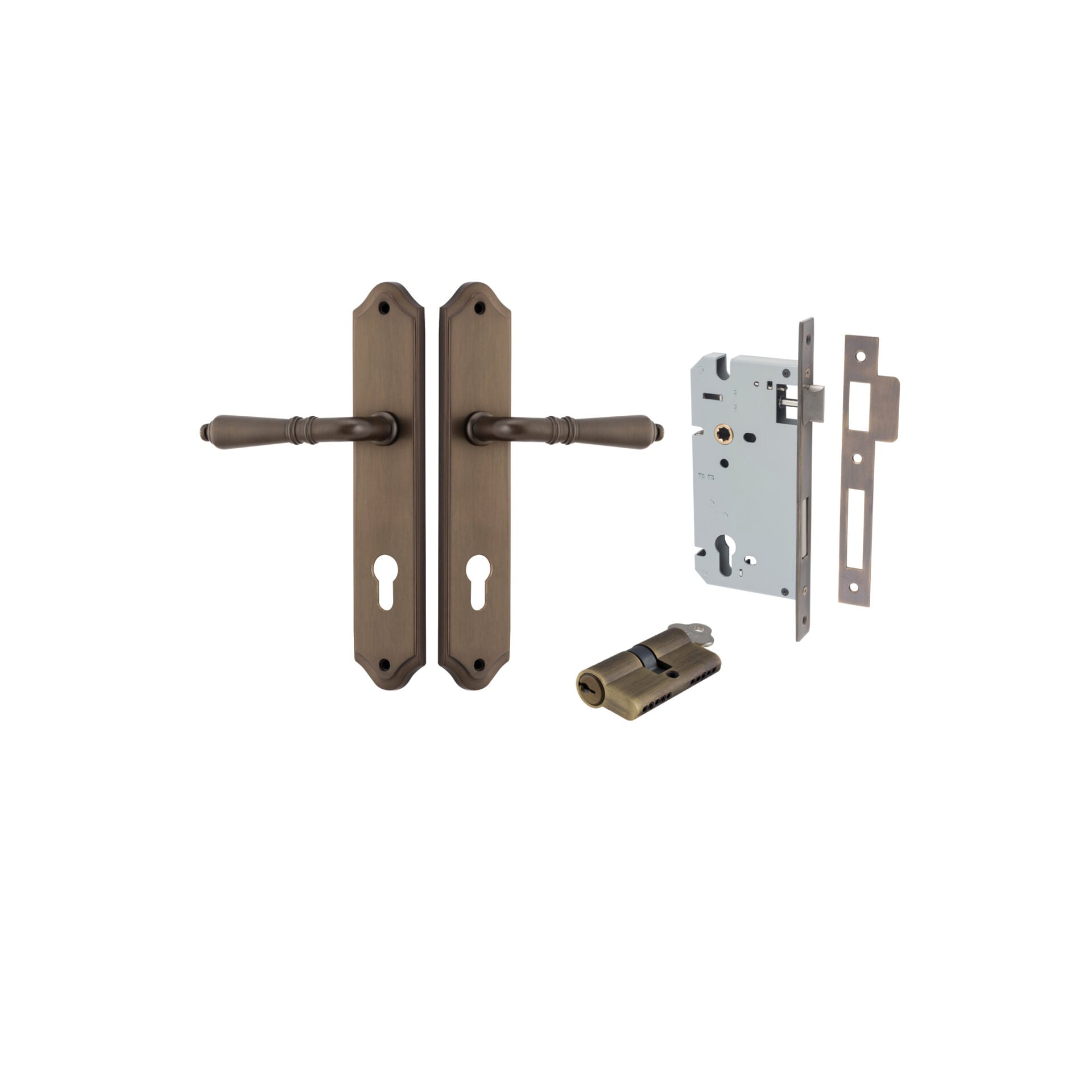 Sarlat Lever - Shouldered Backplate - Entry Point - Iver - Signature Brass - Door Levers