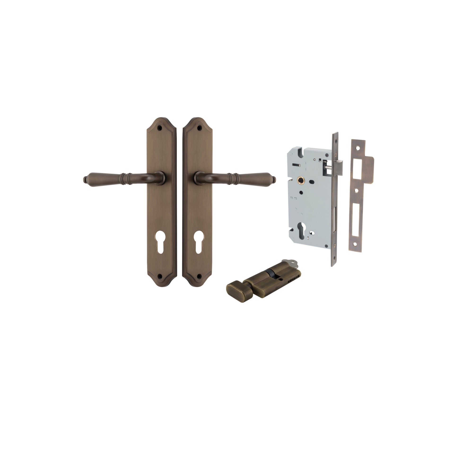 Sarlat Lever - Shouldered Backplate - Entry Point - Iver - Signature Brass - Door Levers