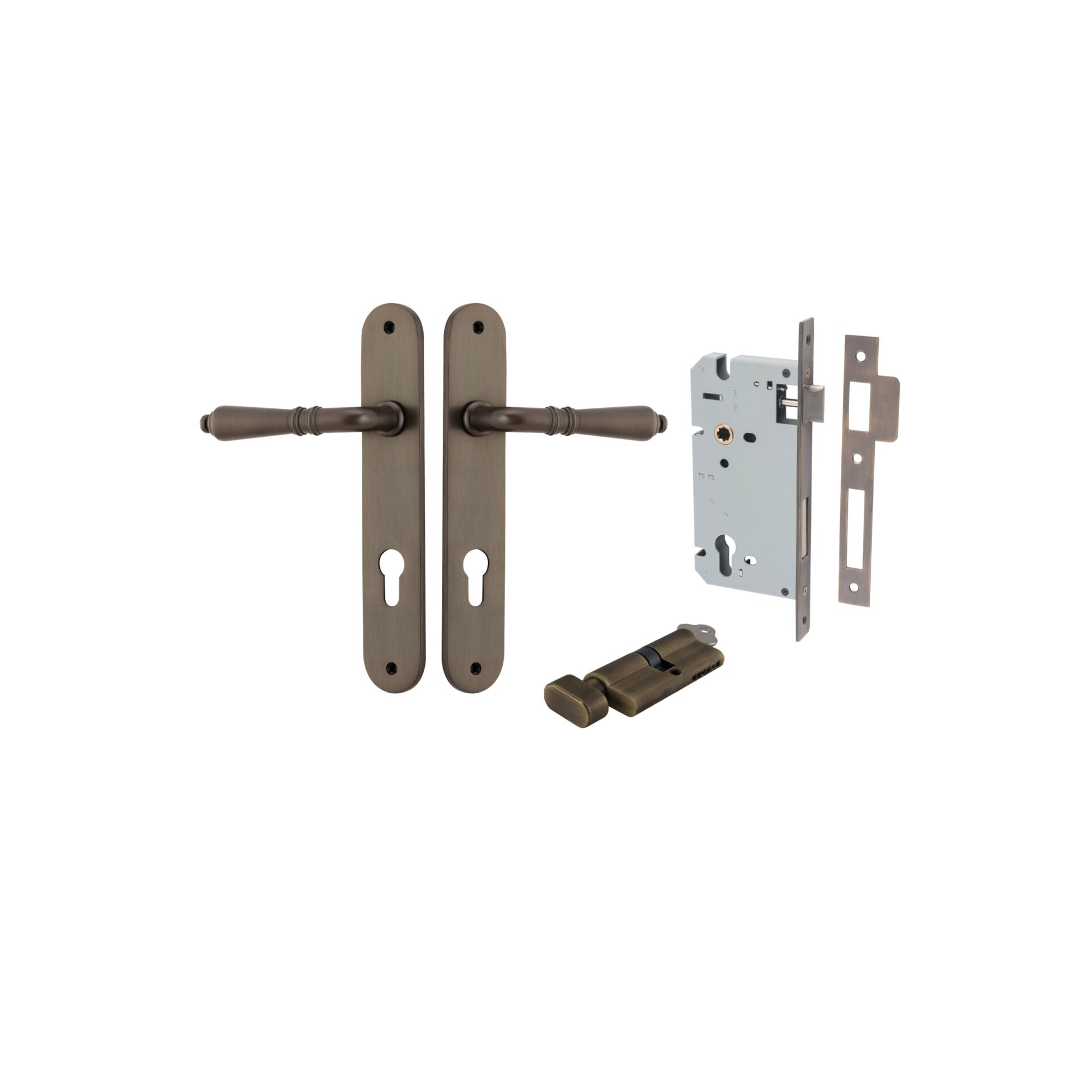 Sarlat Lever - Oval Backplate - Entry Point - Iver - Signature Brass - Door Levers