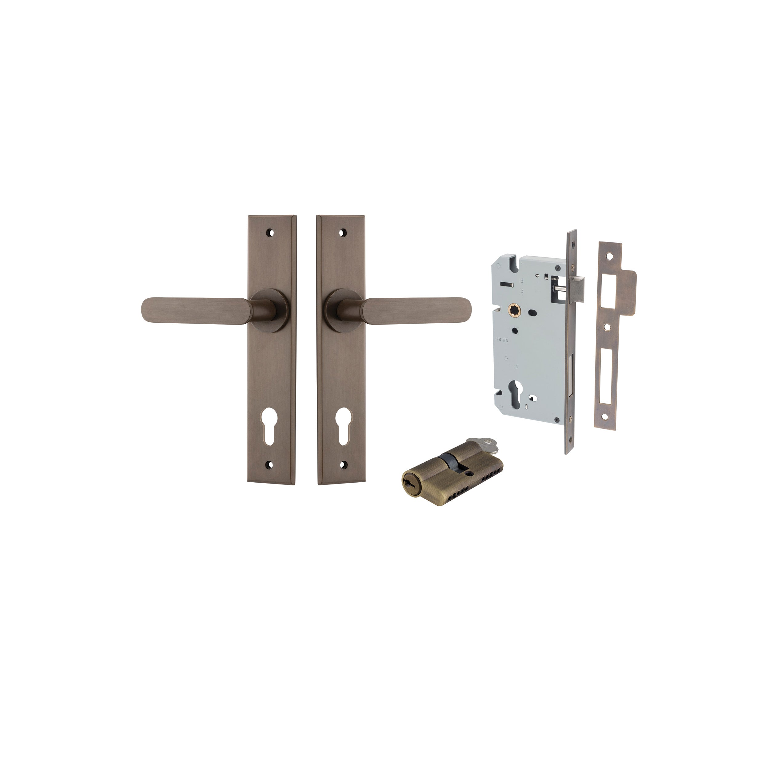 Bronte Lever - Chamfered Backplate - Entry Point - Iver - Signature Brass - Door Levers