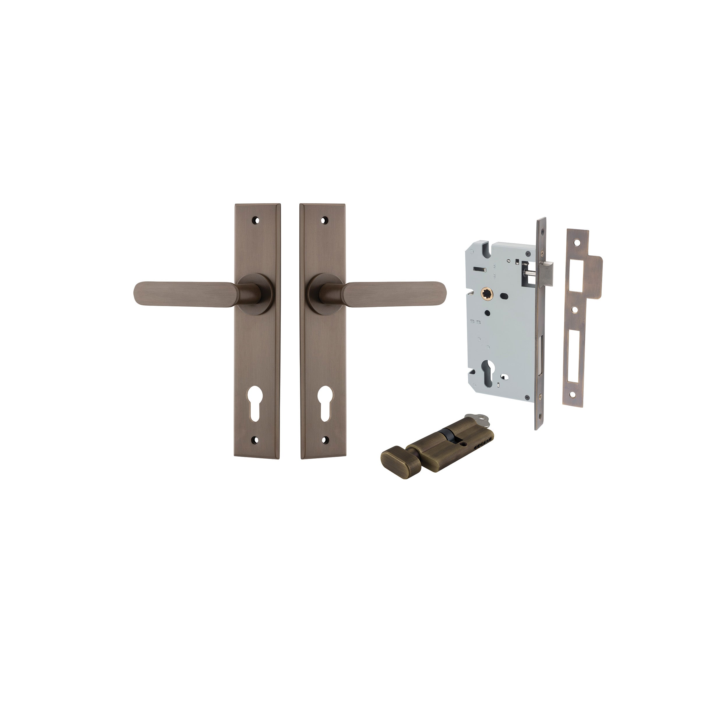 Bronte Lever - Chamfered Backplate - Entry Point - Iver - Signature Brass - Door Levers