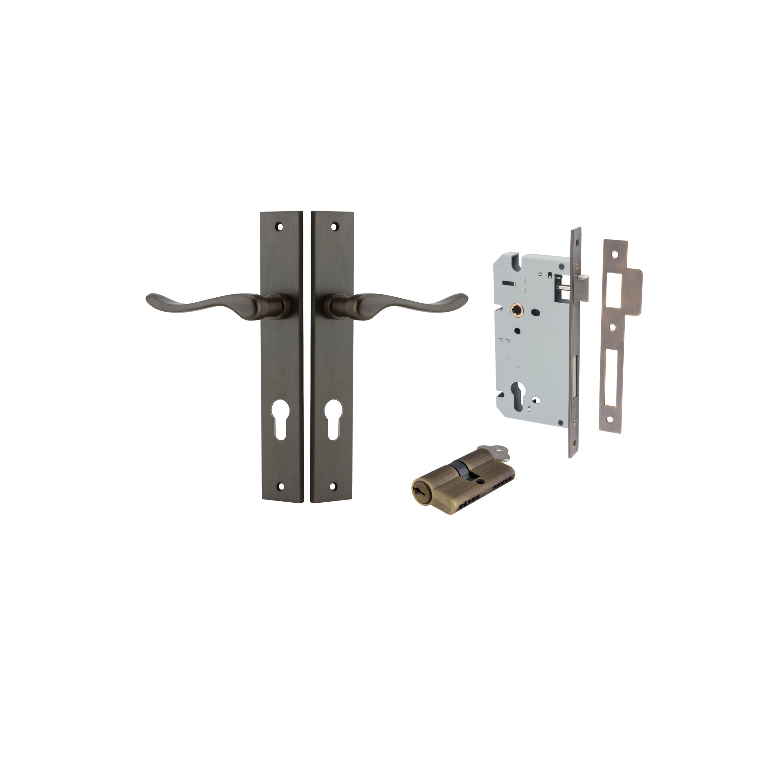 Stirling Lever - Rectangular Backplate - Entry Point - Iver - Signature Brass - Door Levers