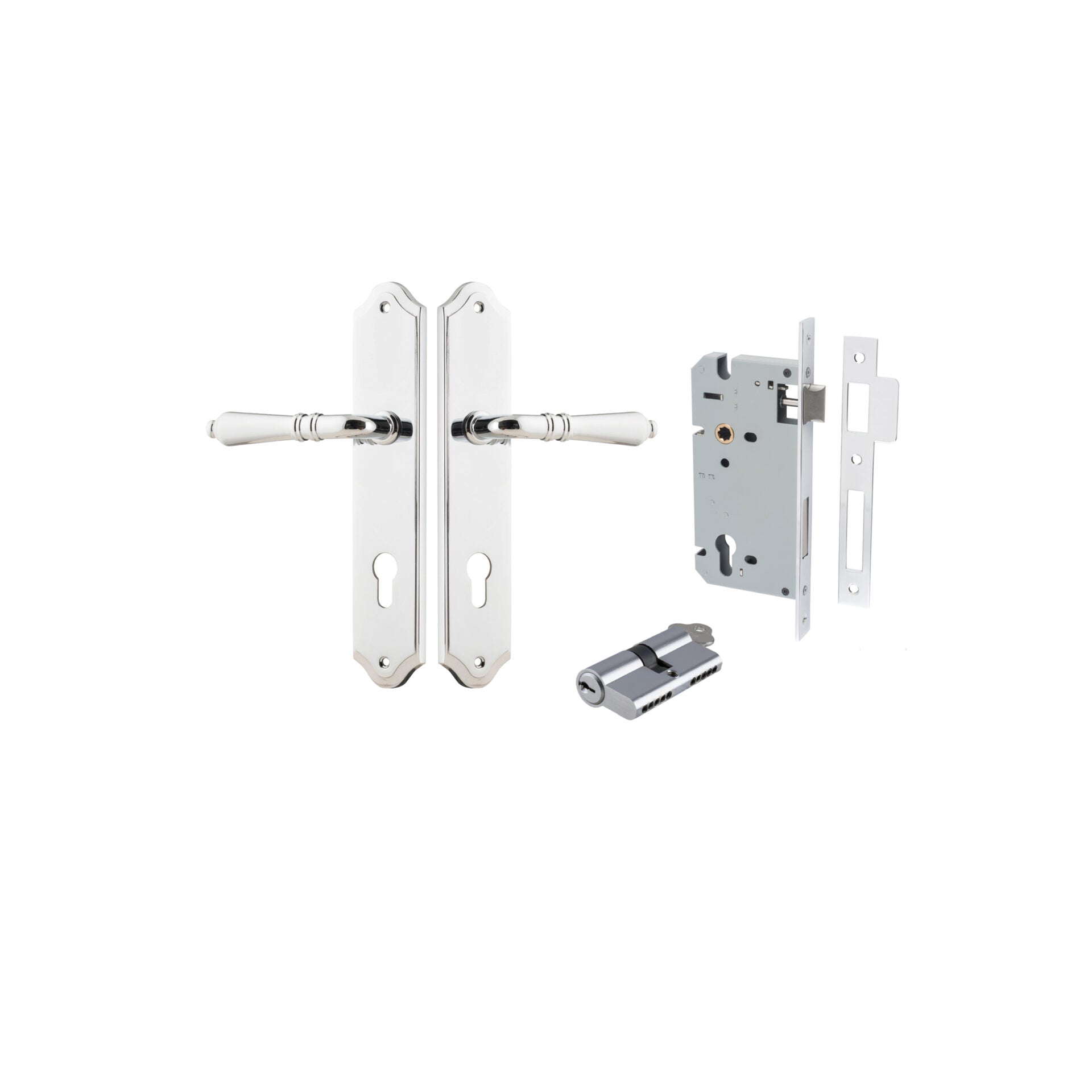 Sarlat Lever - Shouldered Backplate - Entry Point - Iver - Polished Chrome - Door Levers