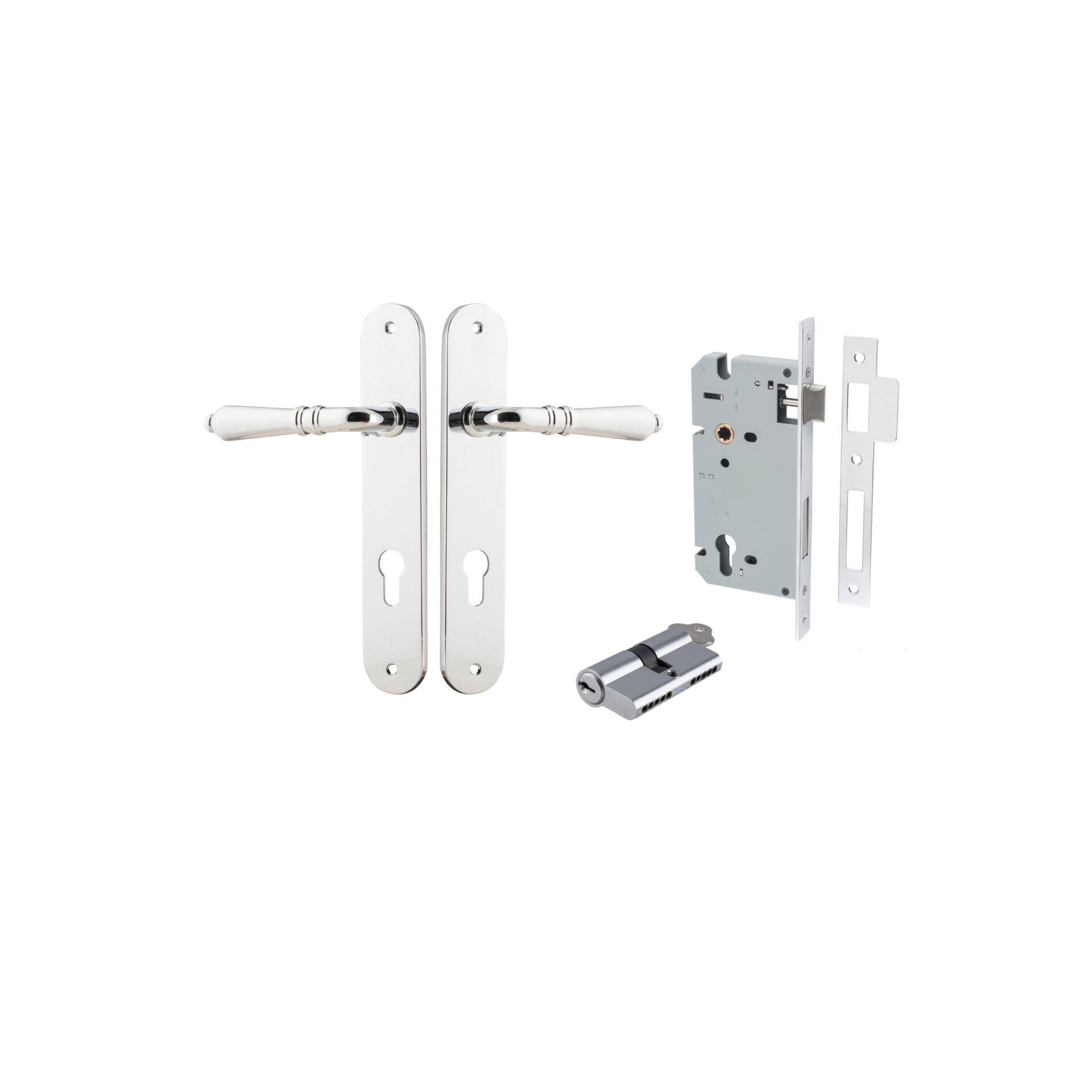 Sarlat Lever - Oval Backplate - Entry Point - Iver - Polished Chrome - Door Levers