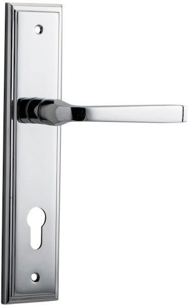 Annecy Lever - Stepped Backplate - Entry Point - Iver - Polished Chrome - Door Levers