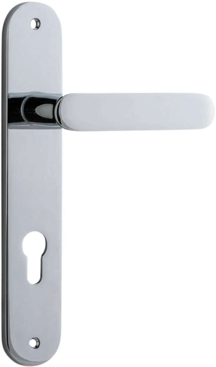 Bronte Lever - Oval Backplate - Entry Point - Iver - Polished Chrome - Door Levers