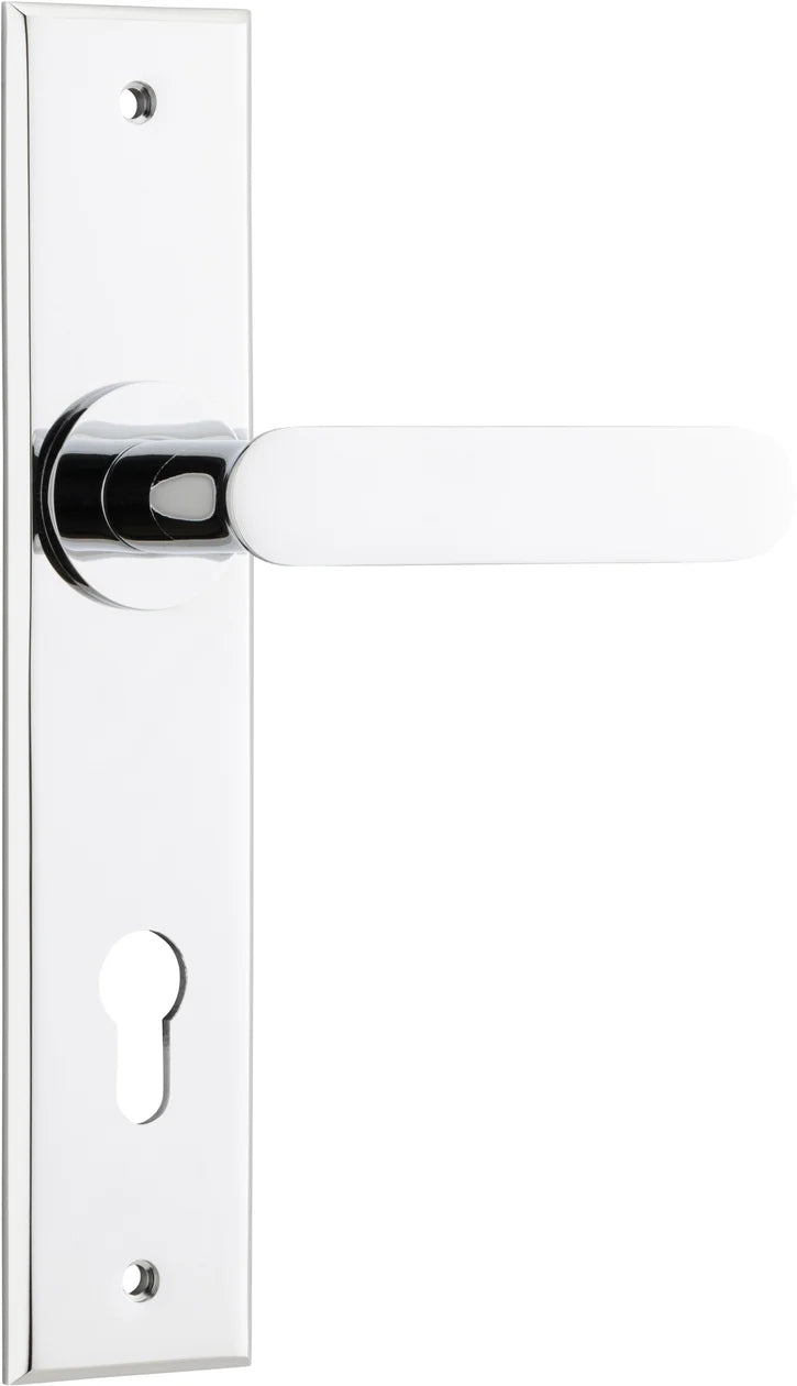 Bronte Lever - Chamfered Backplate - Entry Point - Iver - Polished Chrome - Door Levers