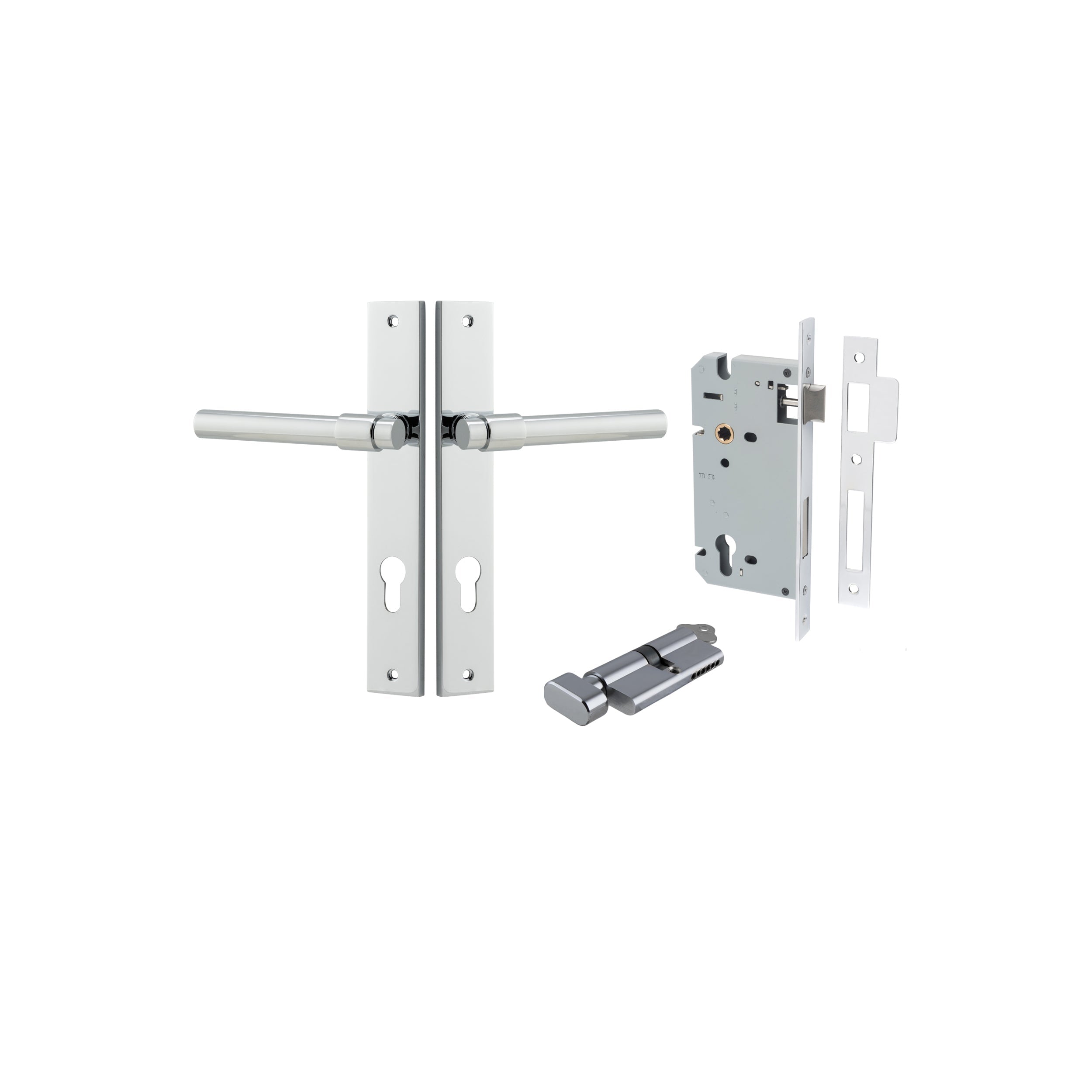 Helsinki Lever - Rectangular Backplate - Entry Point - Iver - Polished Chrome - Door Levers