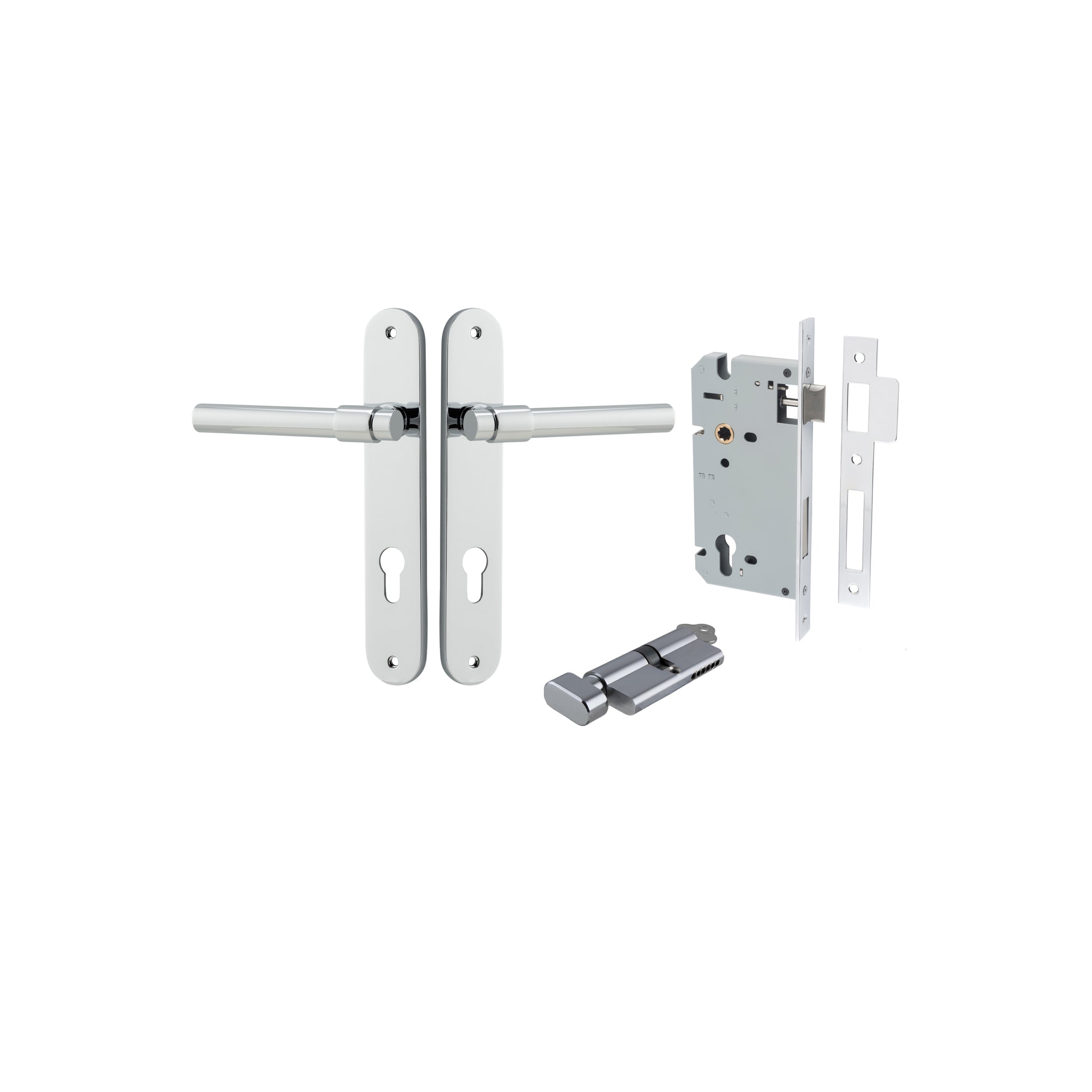 Helsinki Lever - Oval Backplate - Entry Point - Iver - Polished Chrome - Door Levers