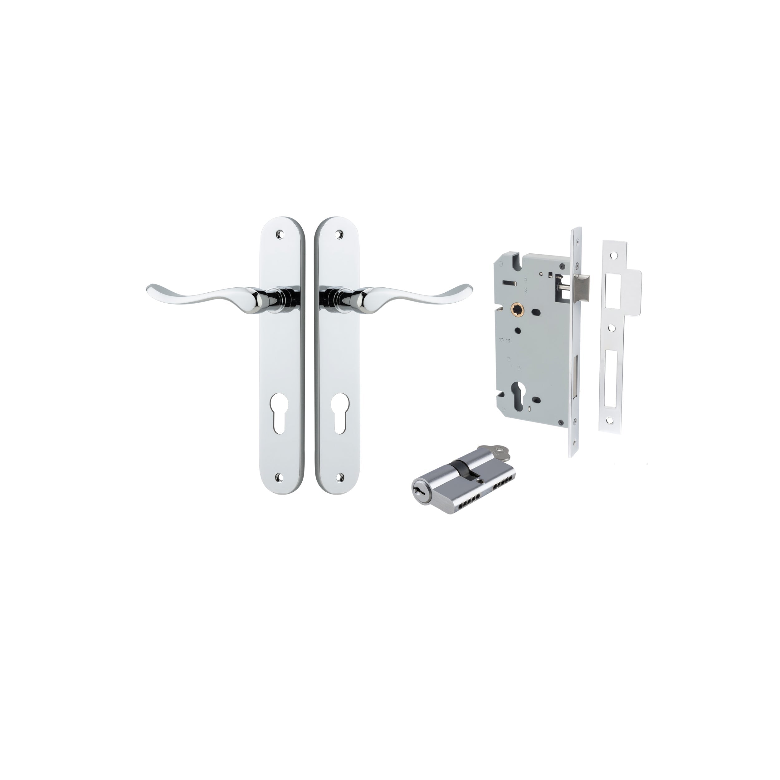 Stirling Lever - Oval Backplate - Entry Point - Iver - Polished Chrome - Door Levers