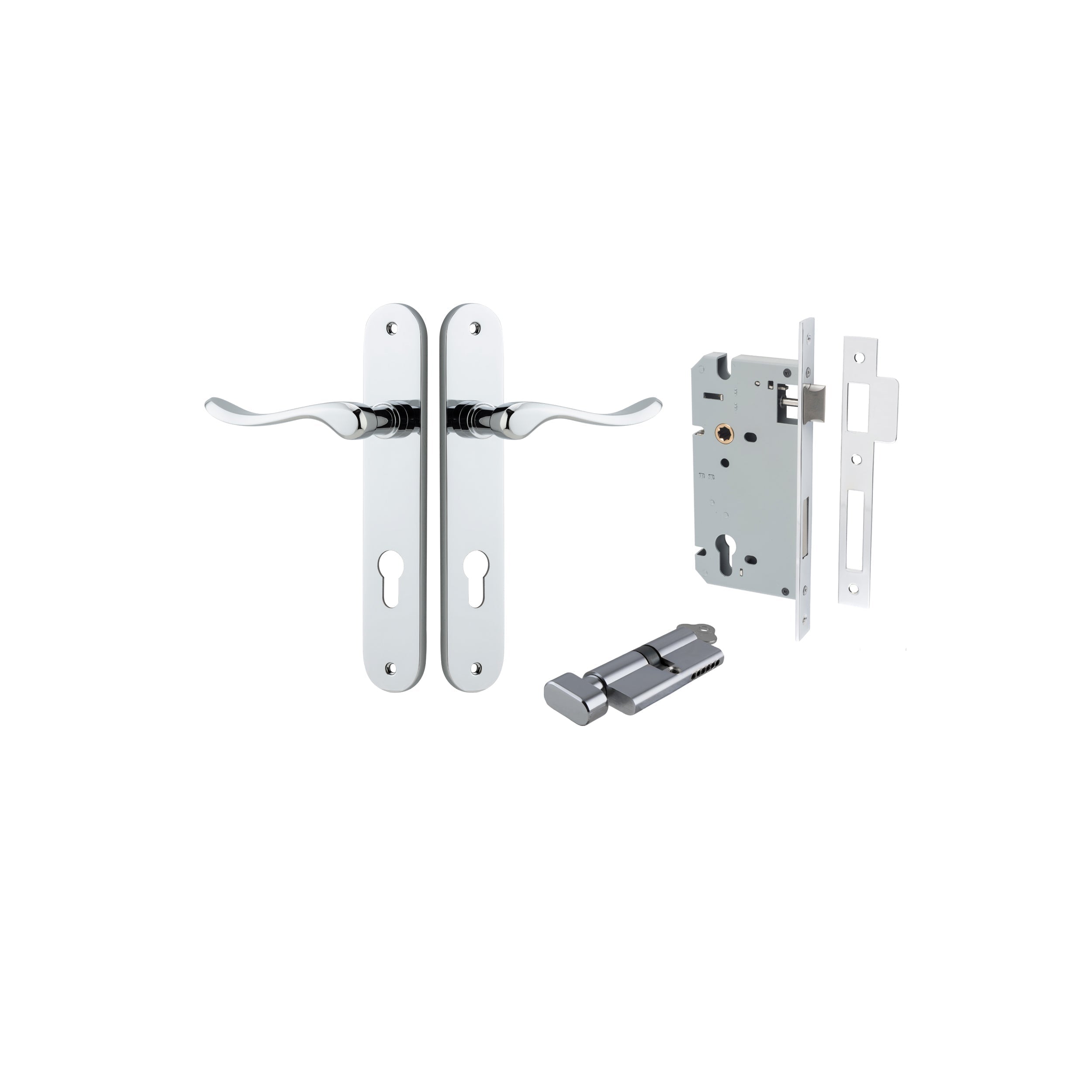 Stirling Lever - Oval Backplate - Entry Point - Iver - Polished Chrome - Door Levers