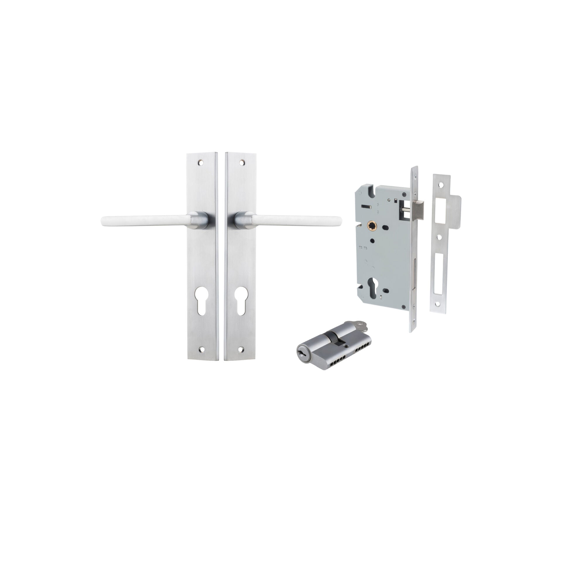 Baltimore Lever - Rectangular Backplate - Entry Point - Iver - Brushed Chrome - Door Levers