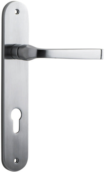 Annecy Lever - Oval Backplate - Entry Point - Iver - Brushed Chrome - Door Levers