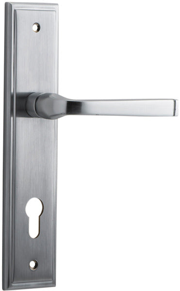 Annecy Lever - Stepped Backplate - Entry Point - Iver - Brushed Chrome - Door Levers