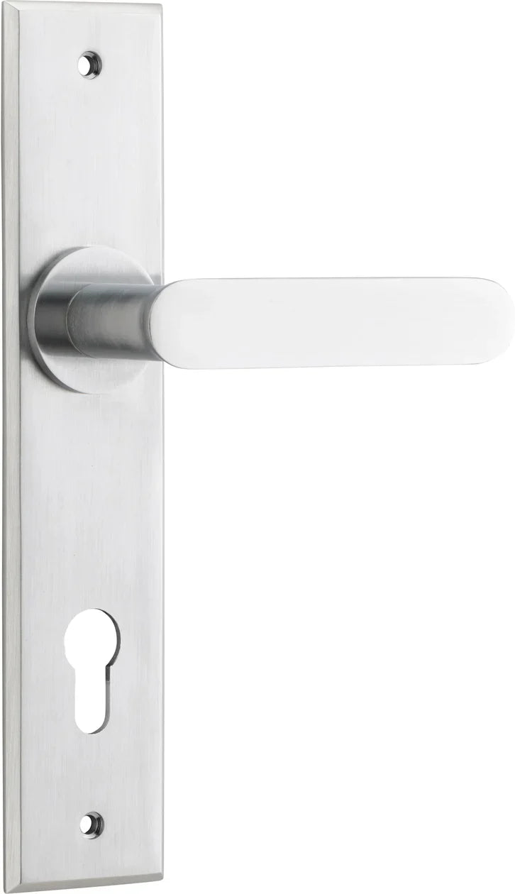 Bronte Lever - Chamfered Backplate - Entry Point - Iver - Brushed Chrome - Door Levers