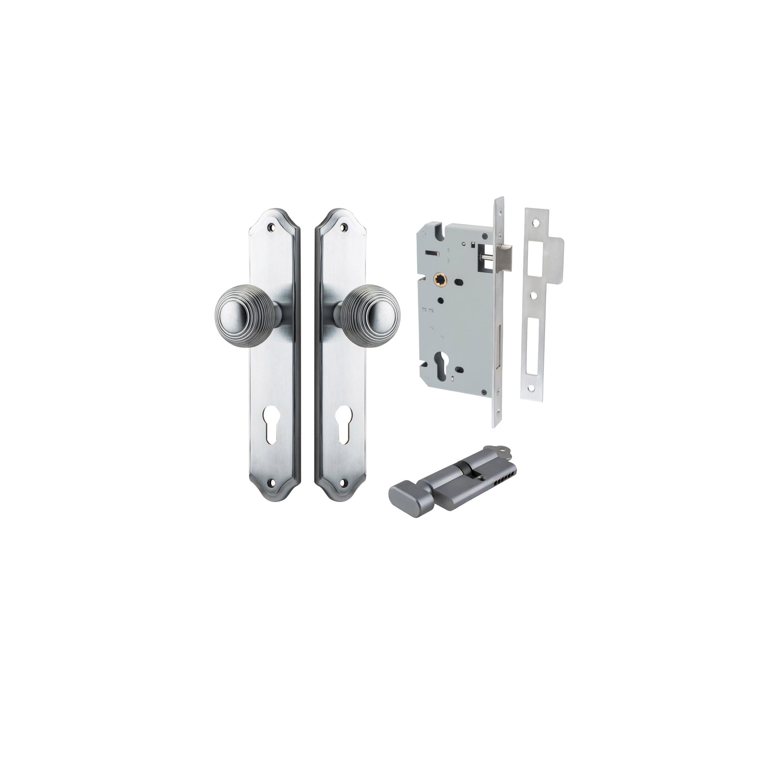 Guildford Knob - Shouldered Backplate - Entry Point - Iver - Brushed Chrome - Door Knobs