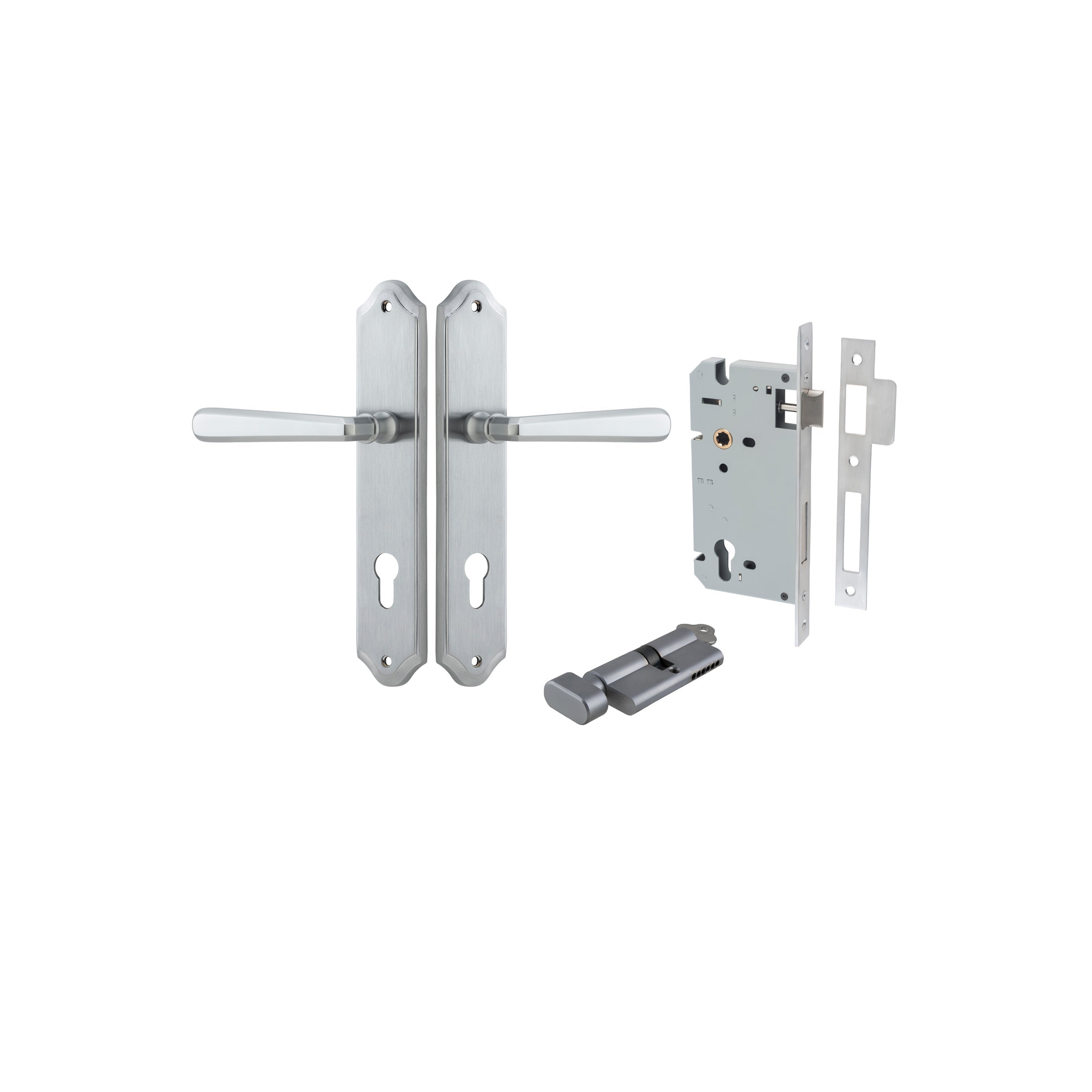 Copenhagen Lever - Shouldered Backplate - Entry Point - Iver - Brushed Chrome - Door Levers