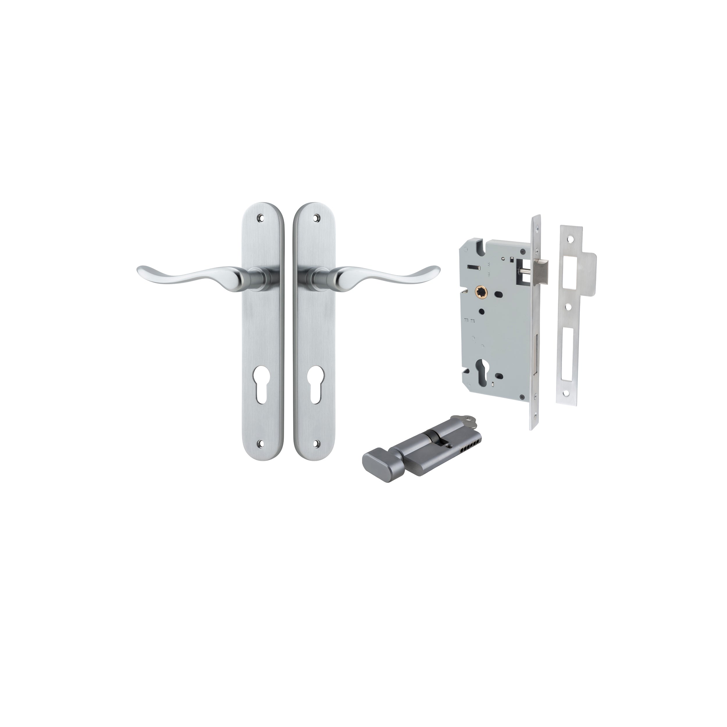 Stirling Lever - Oval Backplate - Entry Point - Iver - Brushed Chrome - Door Levers