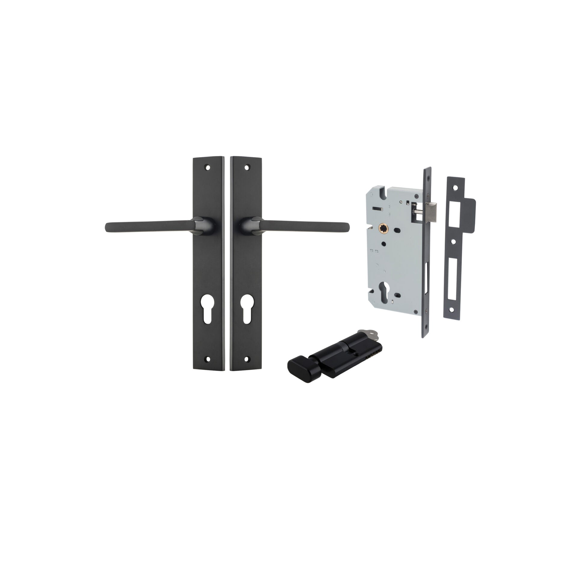 Baltimore Lever - Rectangular Backplate - Entry Point - Iver - Matt Black - Door Levers