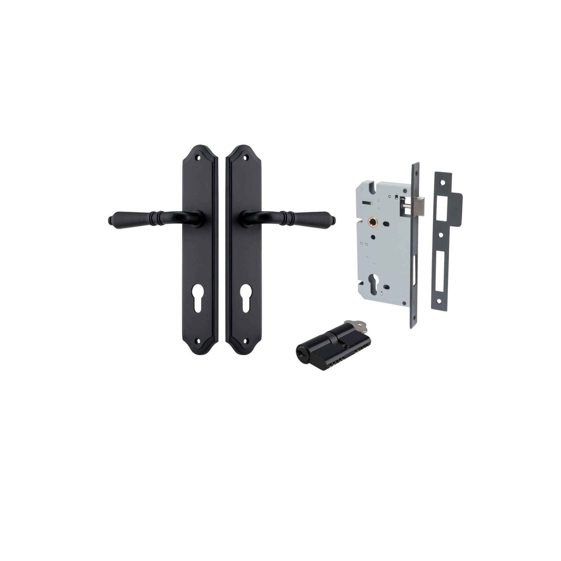 Sarlat Lever - Shouldered Backplate - Entry Point - Iver - Matt Black - Door Levers