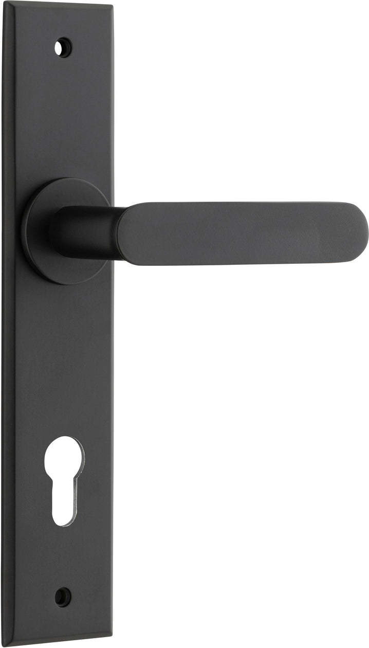 Bronte Lever - Chamfered Backplate - Entry Point - Iver - Matt Black - Door Levers