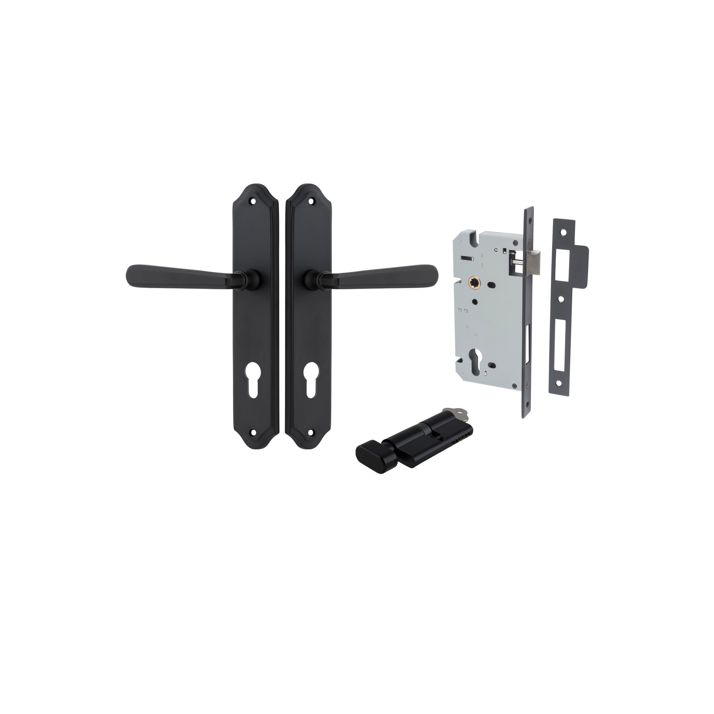 Copenhagen Lever - Shouldered Backplate - Entry Point - Iver - Matt Black - Door Levers