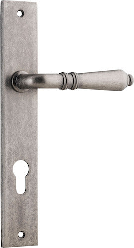 Sarlat Lever - Rectangular Backplate - Entry Point - Iver - Distressed Nickel - Door Levers