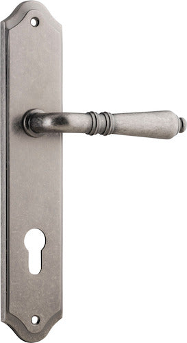 Sarlat Lever - Shouldered Backplate - Entry Point - Iver - Distressed Nickel - Door Levers