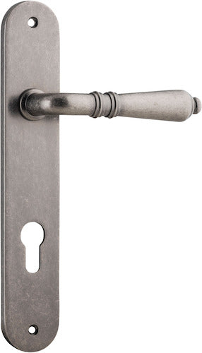 Sarlat Lever - Oval Backplate - Entry Point - Iver - Distressed Nickel - Door Levers