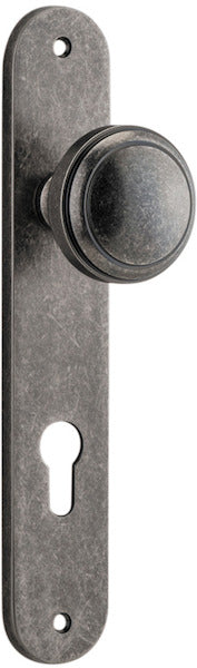 Paddington Knob - Oval Backplate - Entry Point - Iver - Distressed Nickel - Door Knobs