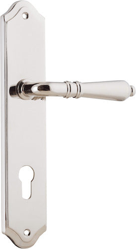 Sarlat Lever - Shouldered Backplate - Entry Point - Iver - Polished Nickel - Door Levers