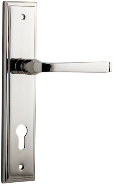 Annecy Lever - Stepped Backplate - Entry Point - Iver - Polished Nickel - Door Levers