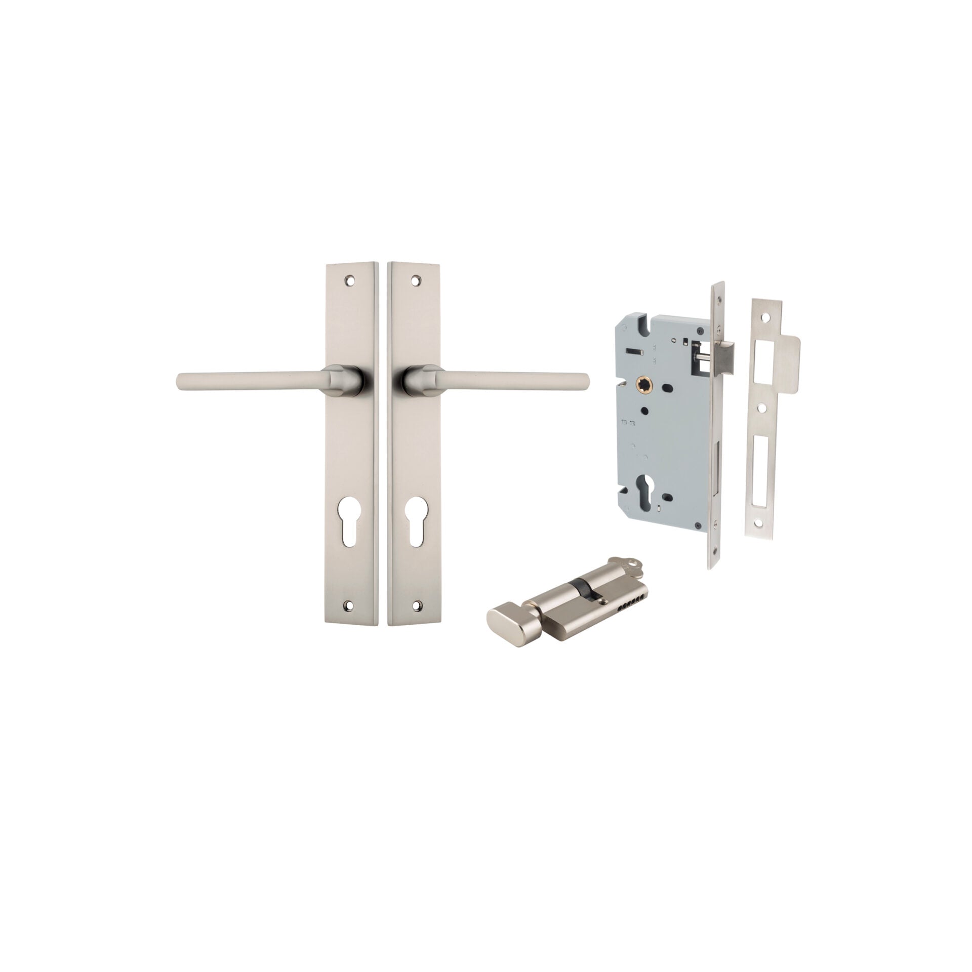 Baltimore Lever - Rectangular Backplate - Entry Point - Iver - Satin Nickel - Door Levers