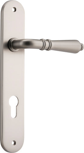 Sarlat Lever - Oval Backplate - Entry Point - Iver - Satin Nickel - Door Levers