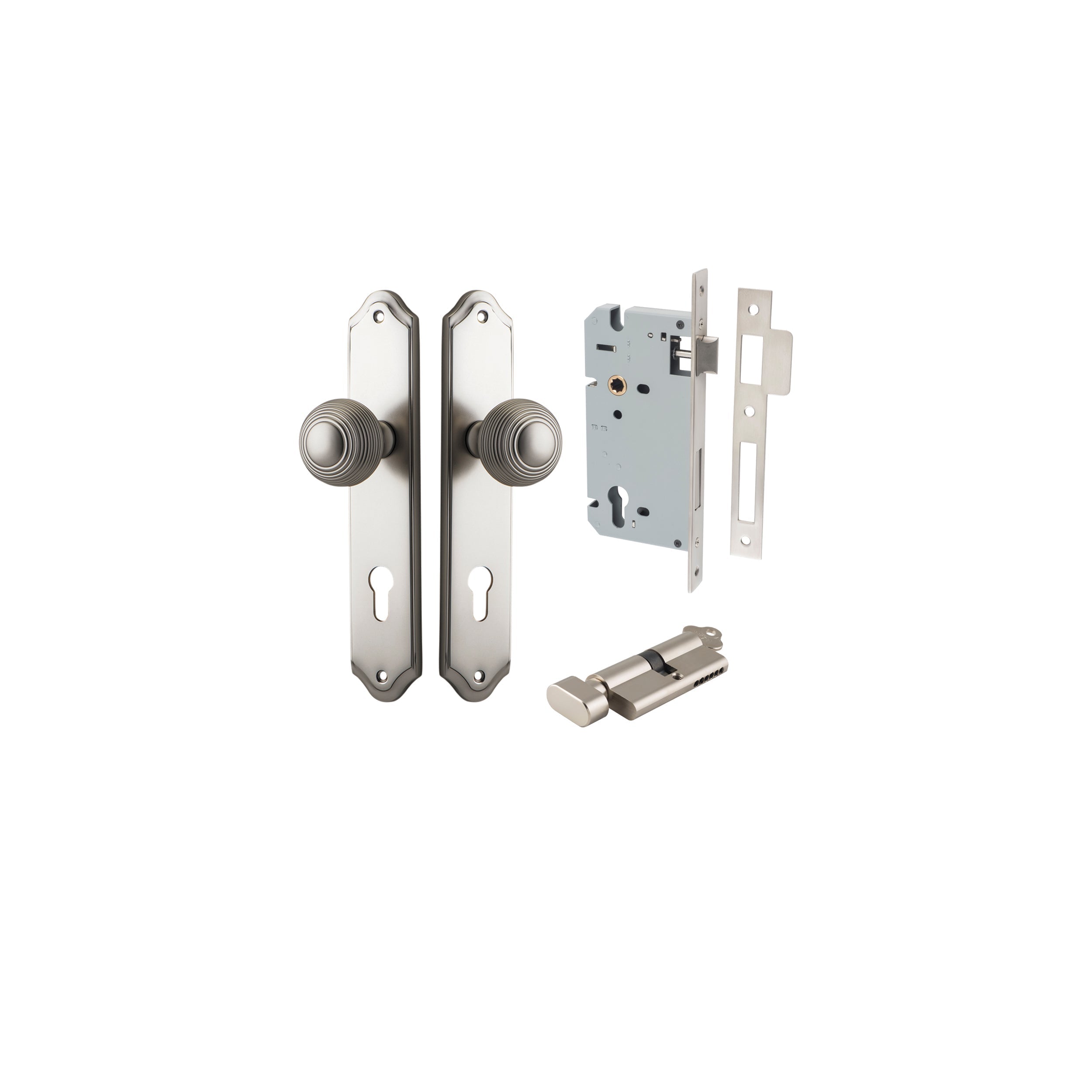 Guildford Knob - Shouldered Backplate - Entry Point - Iver - Satin Nickel - Door Knobs