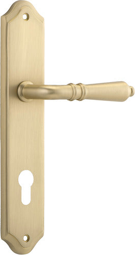 Sarlat Lever - Shouldered Backplate - Entry Point - Iver - Brushed Brass - Door Levers