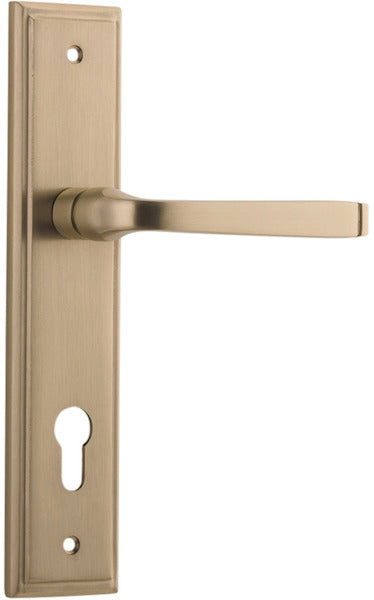 Annecy Lever - Stepped Backplate - Entry Point - Iver - Brushed Brass - Door Levers