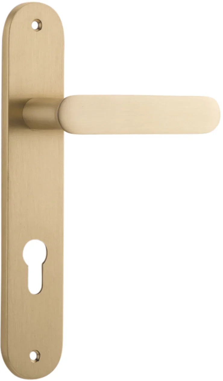 Bronte Lever - Oval Backplate - Entry Point - Iver - Brushed Brass - Door Levers