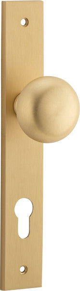 Cambridge Knob - Rectangular Backplate - Entry Point - Iver - Brushed Brass - Door Knobs