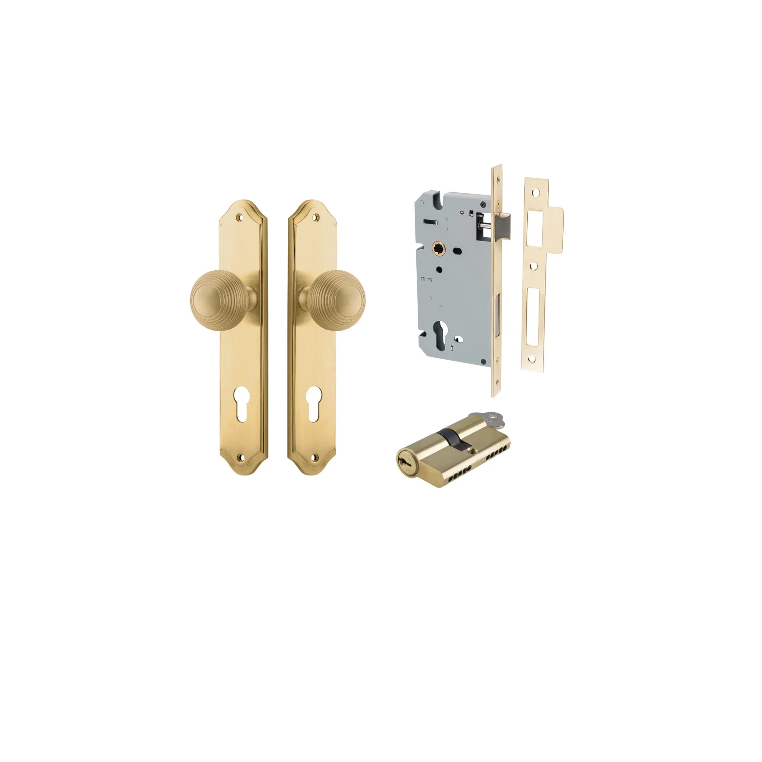 Guildford Knob - Shouldered Backplate - Entry Point - Iver - Brushed Brass - Door Knobs