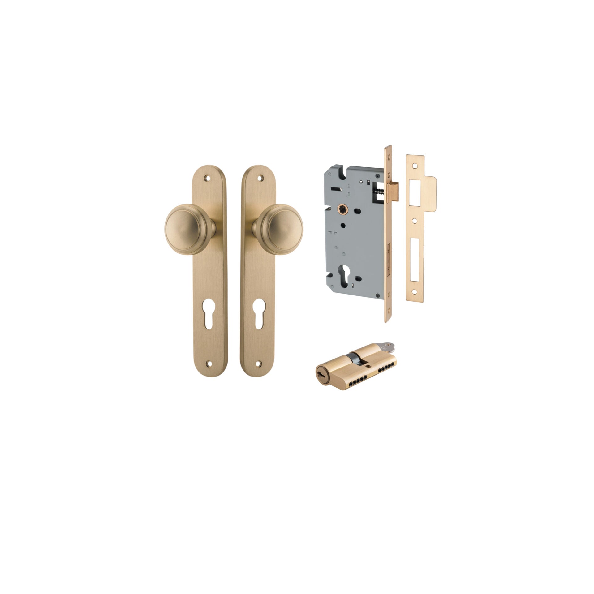 Paddington Knob - Oval Backplate - Entry Point - Iver - Brushed Brass - Door Knobs