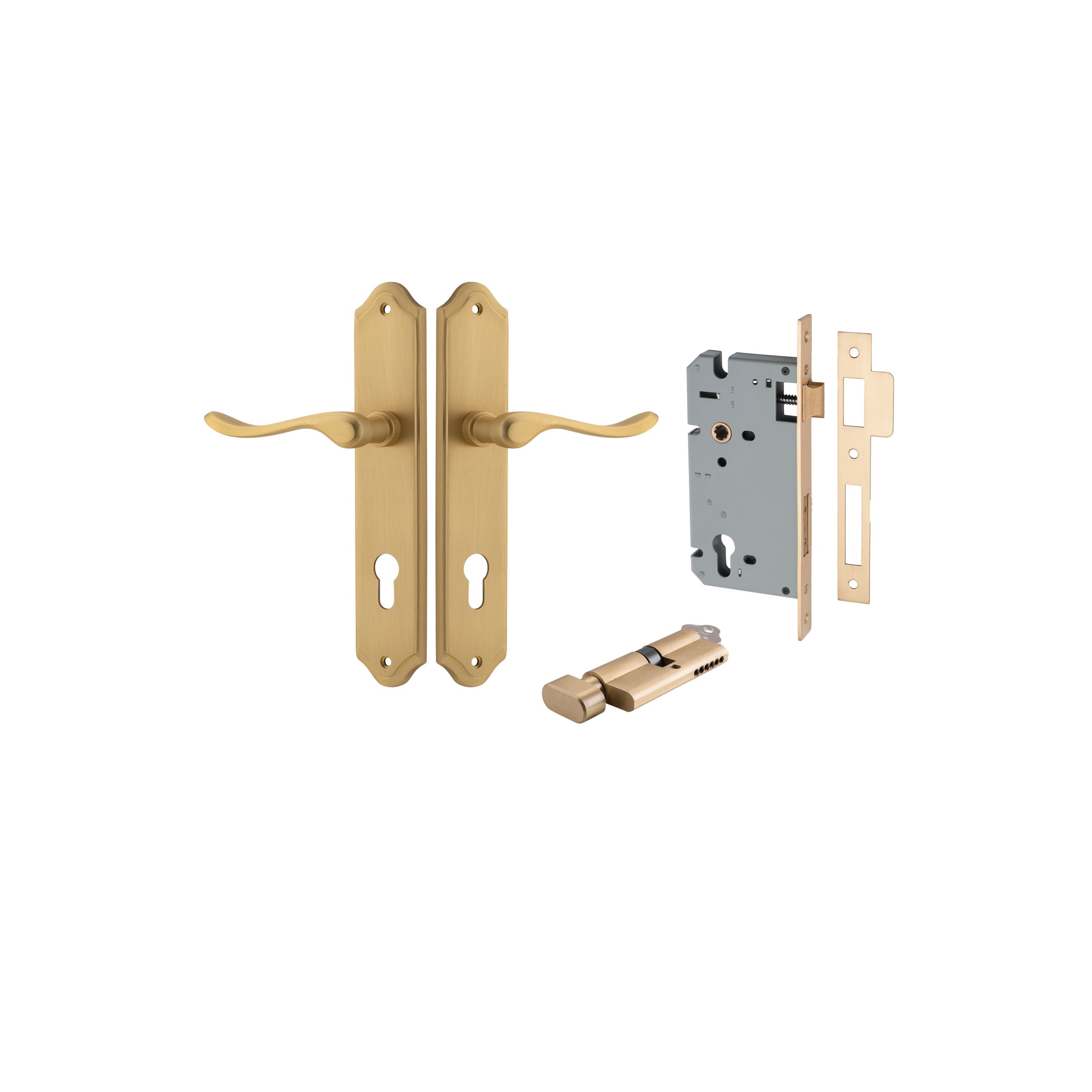 Stirling Lever - Shouldered Backplate - Entry Point - Iver - Brushed Brass - Door Levers