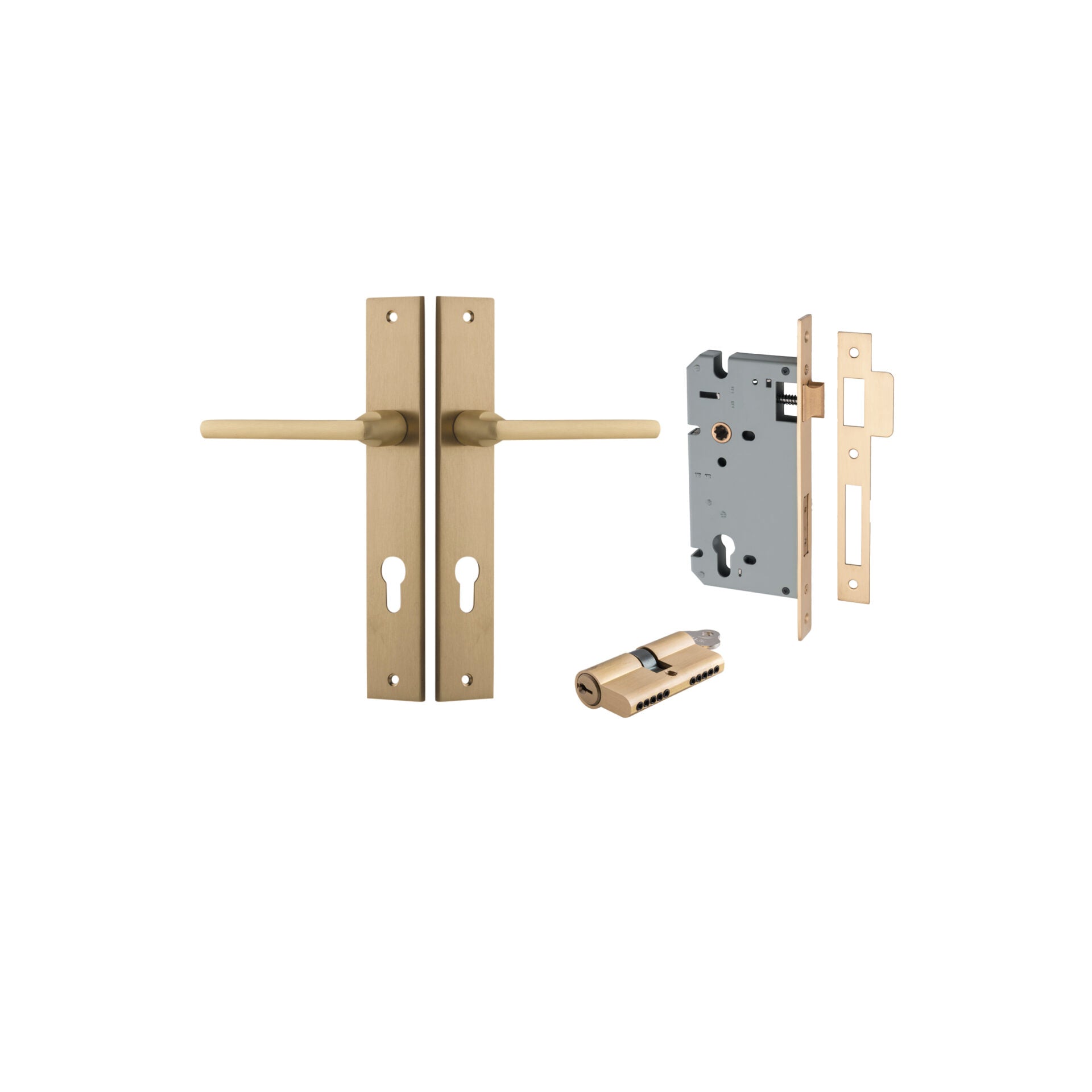 Baltimore Lever - Rectangular Backplate - Entry Point - Iver - Brushed Brass - Door Levers